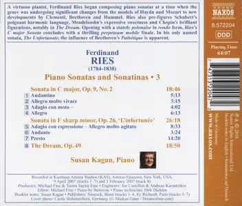 Susan Kagan - Ries: Piano Sonatas and Sonatinas, Vol. 3 (2010)