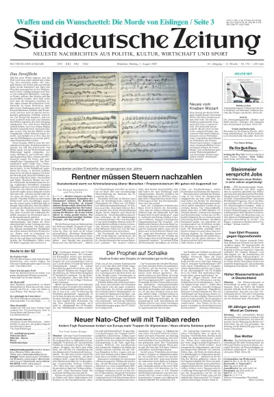 Sueddeutsche Zeitung vom 03.08.2009