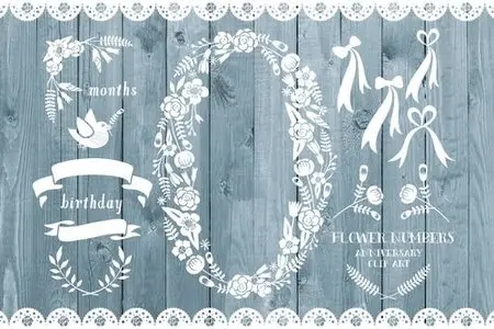Floral number zero, rustic wood