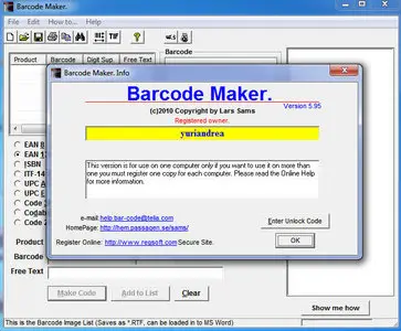 Lars Sams Barcode Maker v5.95