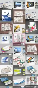 Business cards brochures flyer and envelopes collection vector