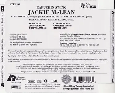 Jackie McLean - Capuchin Swing (1960) {2008 Analogue Productions Remaster + 2002 Blue Note RVG Remaster}