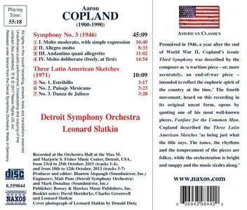 Leonard Slatkin - Copland: Symphony No. 3 & 3 Latin American Sketches (2017)
