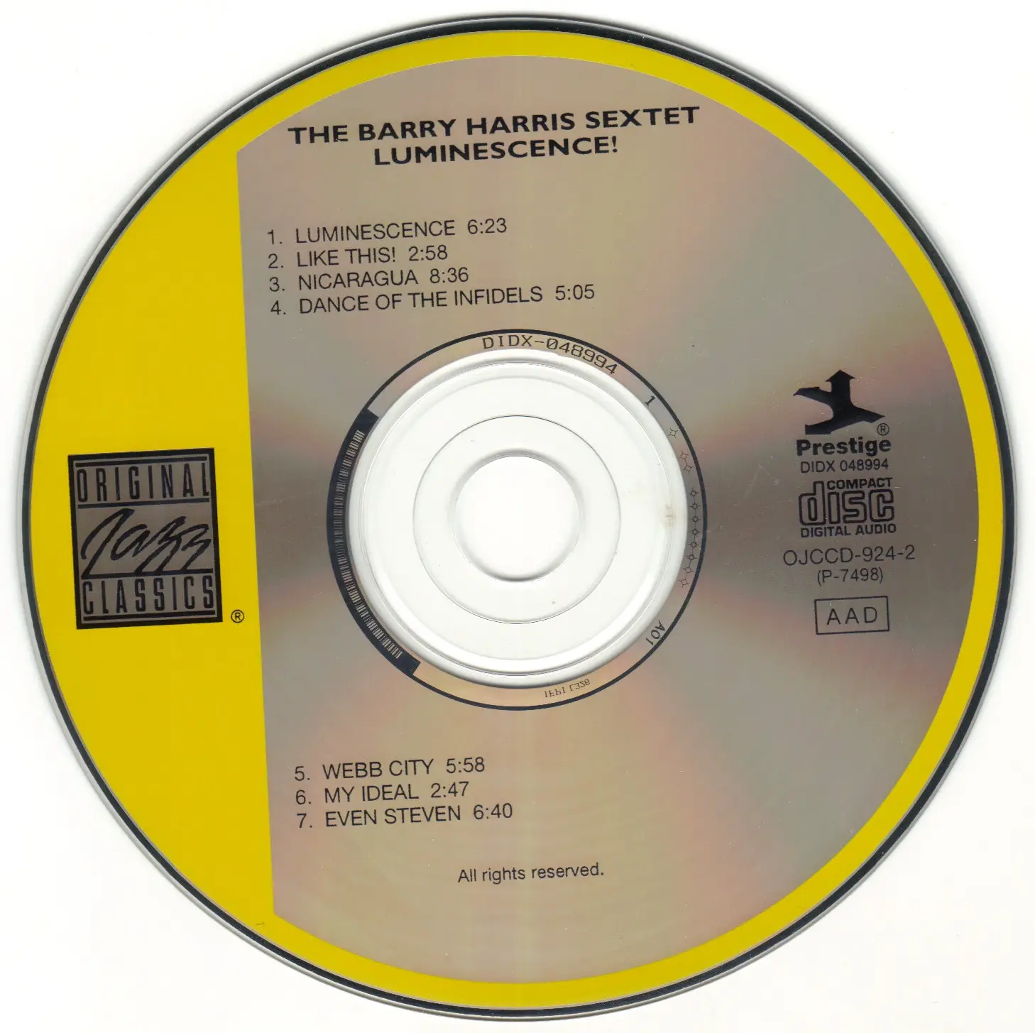 Barry Harris - Luminescence! (1967) {Prestige OJCCD-924-2 rel 1997}
