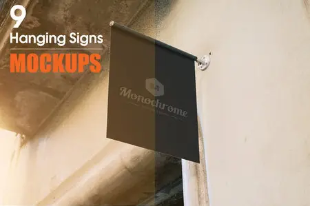 CreativeMarket - 9 Hanging Sign Mockups