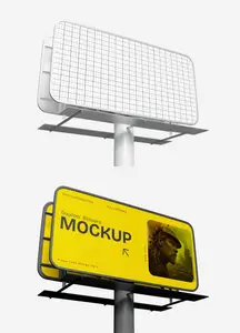 Outdoor Billboard Poster Mockup on Yellow Background 1675670328