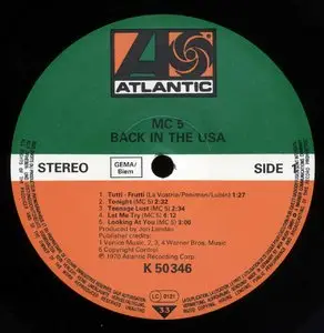 MC5 - Back In The USA (Atlantic 1970) 24-bit/96kHz Vinyl Rip. 