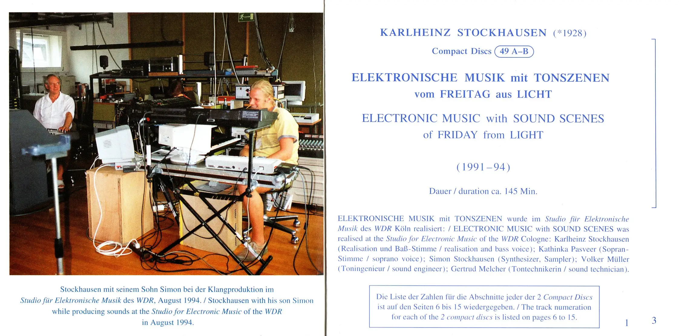 Karlheinz Stockhausen Elektronische Musik mit Tonszenen vom Freitag