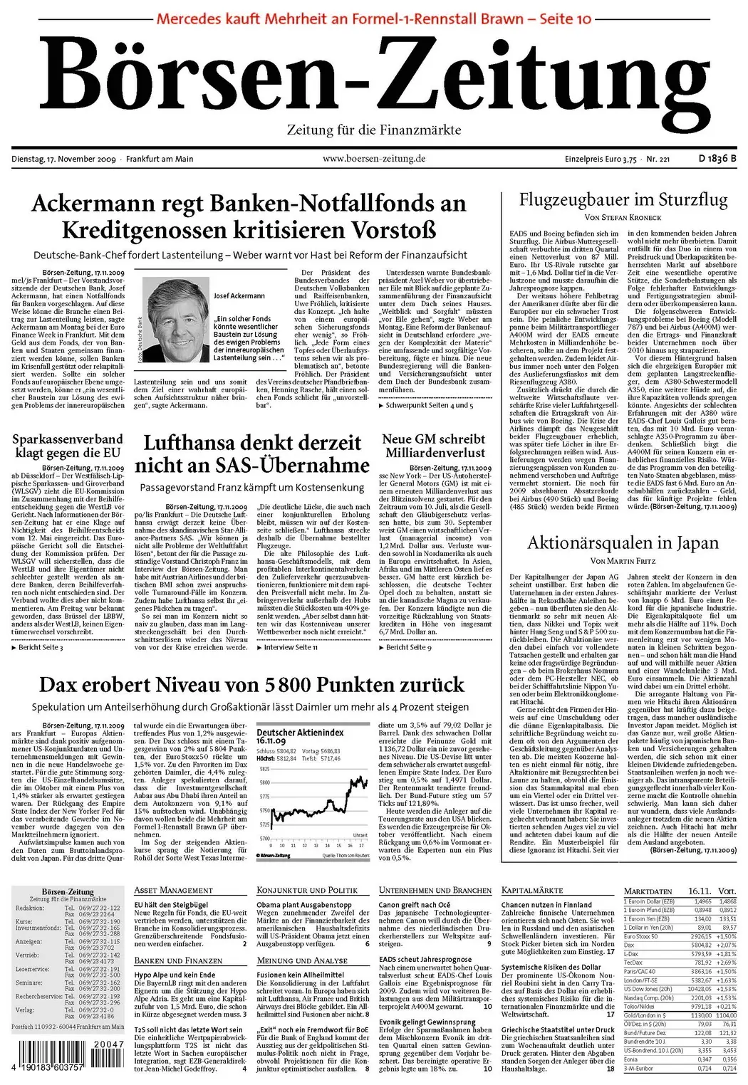 Boersenzeitung vom 17. November 2009