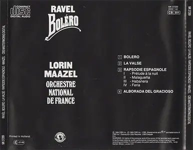 Maurice Ravel - ON de France / Maazel - Bolero, La Valse & Rapsodie Espagnole (1984, CBS Masterworks # MK 37289)