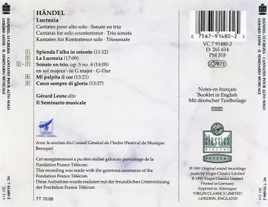 Gérard Lesne, Il Seminario Musicale - Handel: Lucrezia. Cantates pour alto solo (1991)
