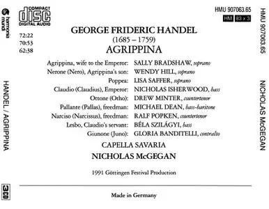 Nicholas McGegan, Capella Savaria - George Frideric Handel: Agrippina (1992)