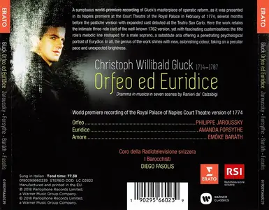 Diego Fasolis, I Barocchisti, Coro della Radiotelevisione svizzera - Christoph Willibald Gluck: Orfeo ed Euridice (2018)