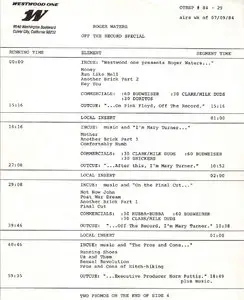 Roger Waters - Off The Record With Mary Turner (1984/1990) {Westwood One Radio Networks} **[RE-UP]**