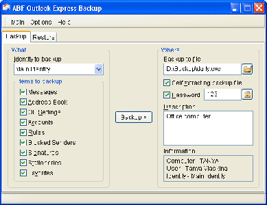ABF Outlook Express Backup 2.6.7.45