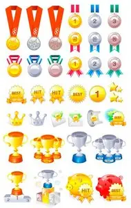 Vector medals and cups