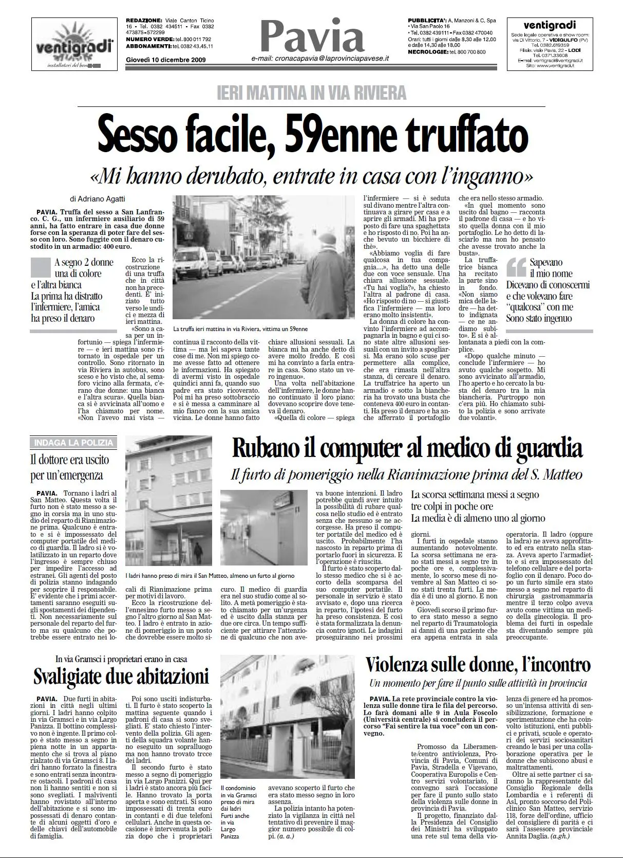 LA  PROVINCIA  PAVESE 10 DICEMBRE 2009