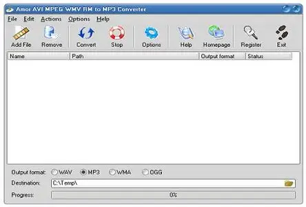 Amor AVI MPEG WMV RM to MP3 Converter 4.4.3