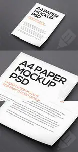 Floating A4 Paper Mockup PSD