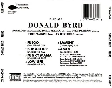 Donald Byrd – Fuego (1959)(Blue Note USA Pressing)(CDP 746534 2)