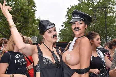 Micaela Schäfer and Yvonne Woelke at the Christopher Street Day in Berlin on July 22, 2017