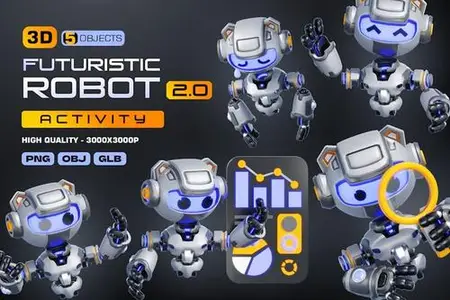 Futuristic Robot Activity 2.0 3D Illustrations GZSEWDA