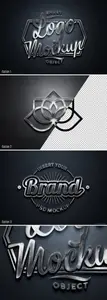 AS - Logo Mockup 3D Chrome Metal Effect 489051781