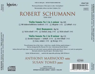 Anthony Marwood, Susan Tomes - Robert Schumann: Violin Sonatas, Three Romances (2001)