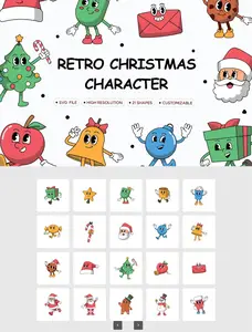 EE - Retro Christmas Character Illustration Set LF2EJPN