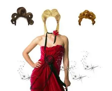 Template Lady in red for Photoshop
