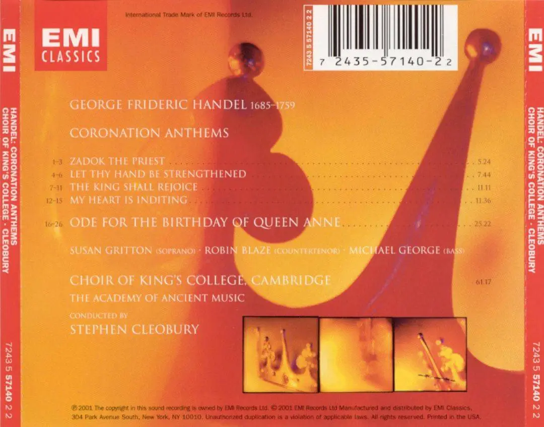 King's College Choir of Cambridge - Handel: Coronation Anthems (2001) (Repost)