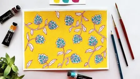 Botanical Illustration: Paint a Simple Indian Floral Pattern in Gouache