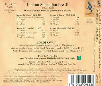 Jordi Savall & Ton Koopman - J.S. Bach - Die Sonaten für Viola da gamba und Cembalo (2000) {Alia Vox AV9812}