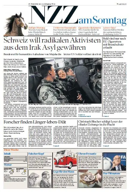 Neue Zürcher Zeitung vom Sonntag, 18. Dezember 2011