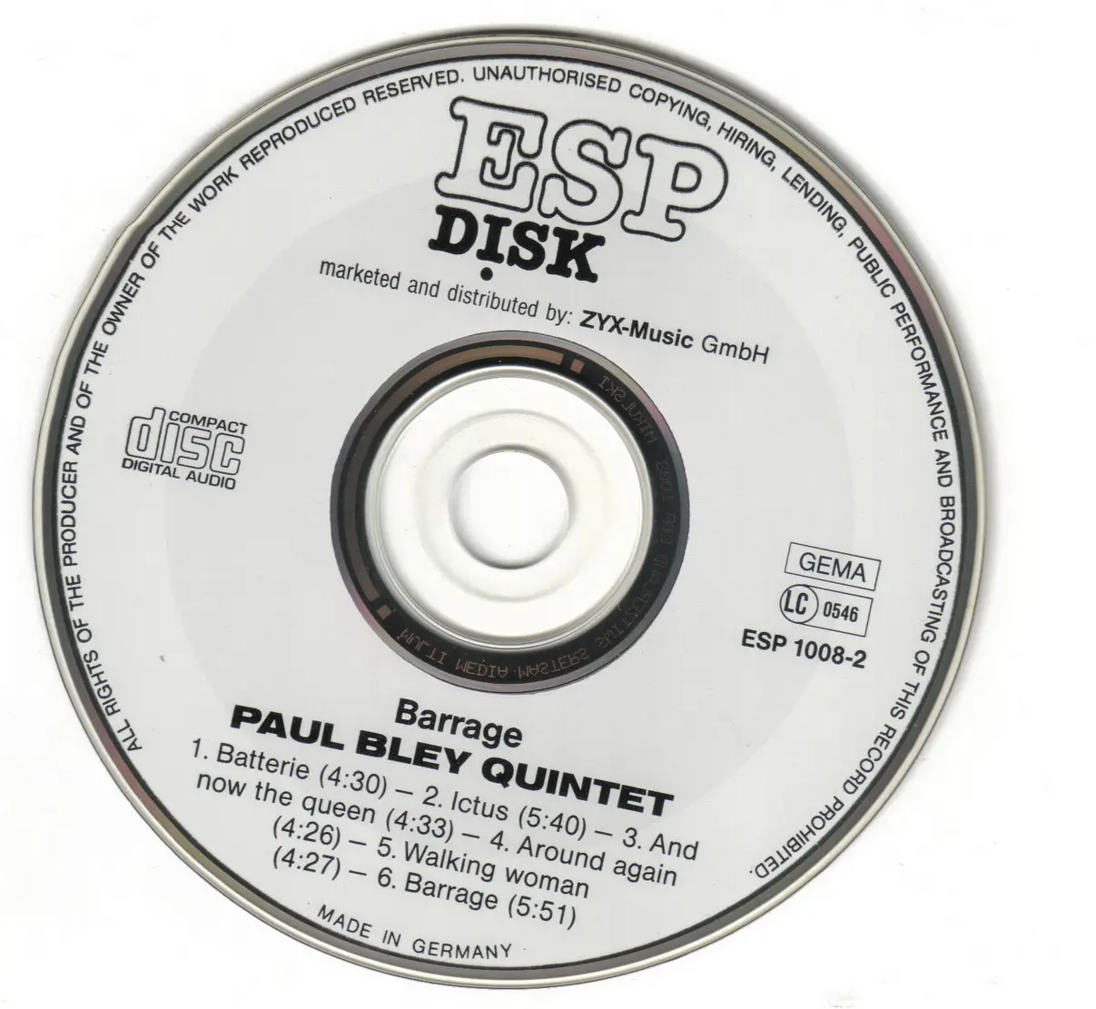 Paul Bley Quintet - Barrage (1964) {ESP-Disk ESP 1008-2}