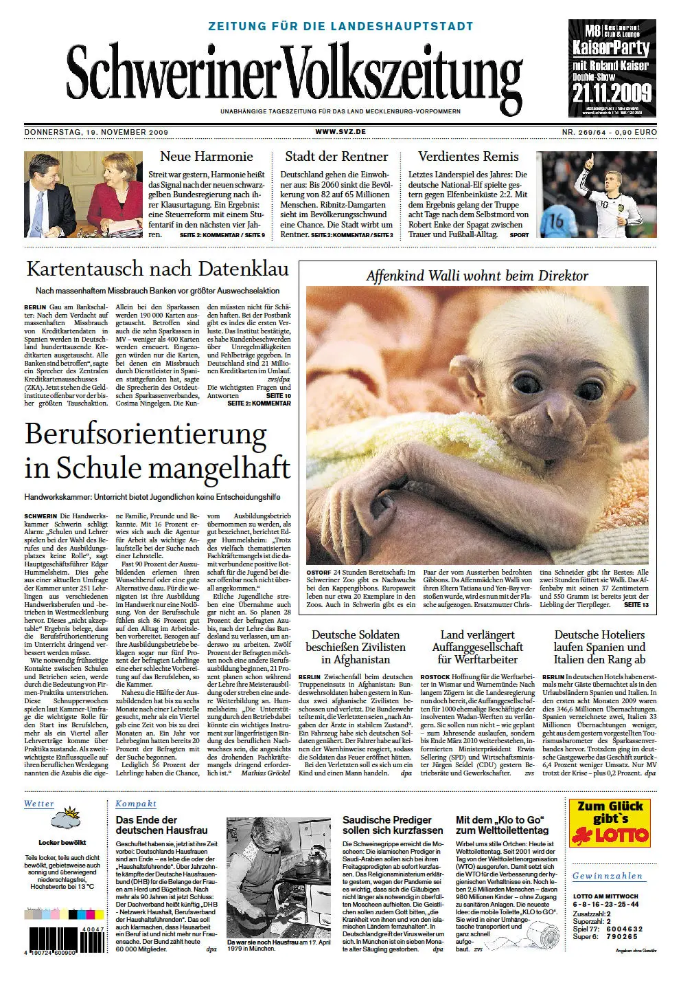 Schweriner Volkszeitung 19.11.2009 (Ausgabe Stadt Schwerin)
