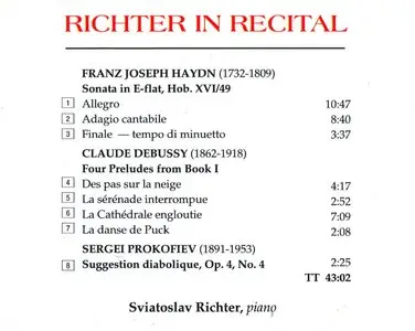 Sviatoslav Richter In Recital · Haydn · Debussy · Prokofiev [Live · Paris · 1961] [Re-up]