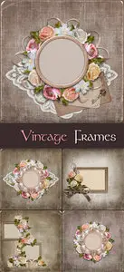 Stock Photo - Vintage Frames with Flowers