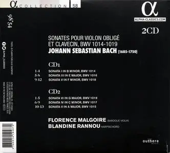 Florence Malgoire, Blandine Rannou - Bach: Sonates pour violon oblige et clavecin, BWV 1014-1019 (2019)