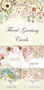 Floral Greeting Cards Vector