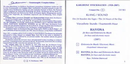 Karlheinz Stockhausen - Havona, 14 Stunde aus Klang (2009) {Stockhausen-Verlag No. 92}