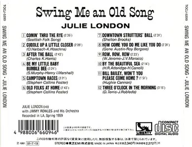 Julie London - Swing Me An Old Song (1991, Toshiba EMI # TOCJ-5399)