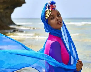 Halima Aden photographed by Yu Tsai in Kenya for Sports Illustrated Swimsuit 2019