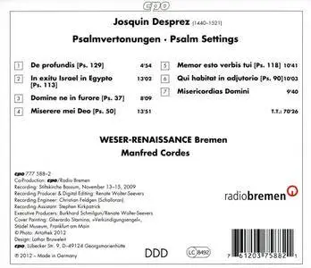 Weser-Renaissance Bremen, Manfred Cordes - Desprez: De profundis, Motets (2012)