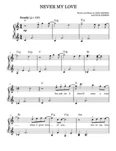 Never My Love - The 5th Dimension, The Association, The Fifth Dimension (Easy Piano)