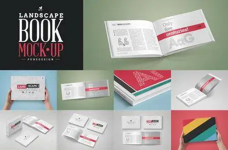 CreativeMarket - Landscape Book Mock-Up Set