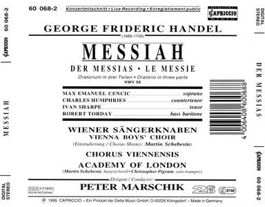 Peter Marschik, Academy of London, Wiener Sangerknaben, Chorus Viennensis - George Frideric Handel: Messiah (1995)
