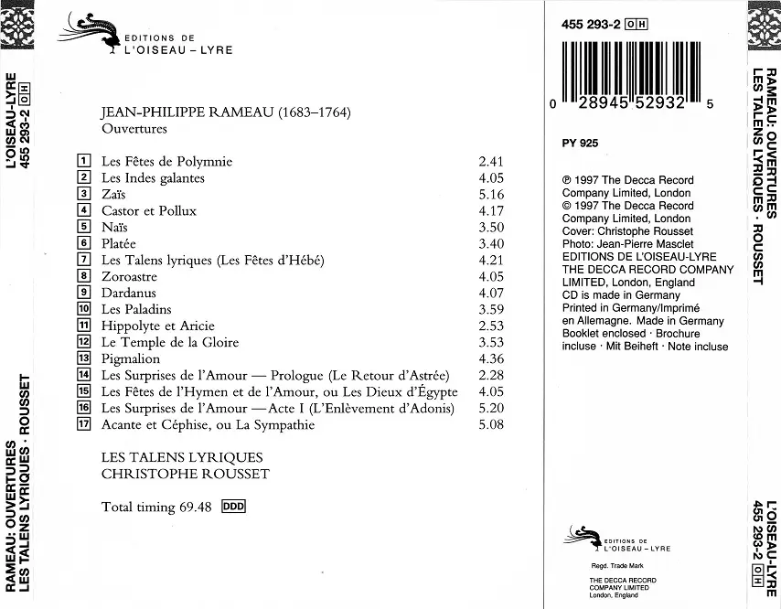 Christophe Rousset, Les Talens Lyriques - Rameau: Overtures (1997)