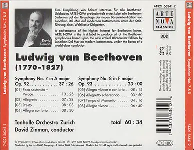 Beethoven - Zinman, TonhalleOrch. Zürich - Symphonies Nos. 7 & 8 (1997, Arte Nova # 74321 56341 2)