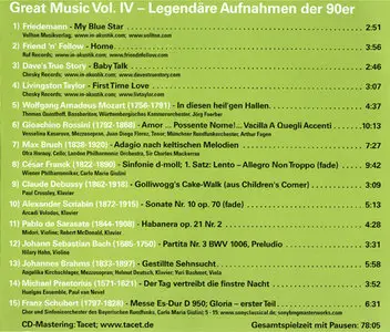 VA - Audio Great Music Vol. IV - Legendäre Aufnahmen der 90er